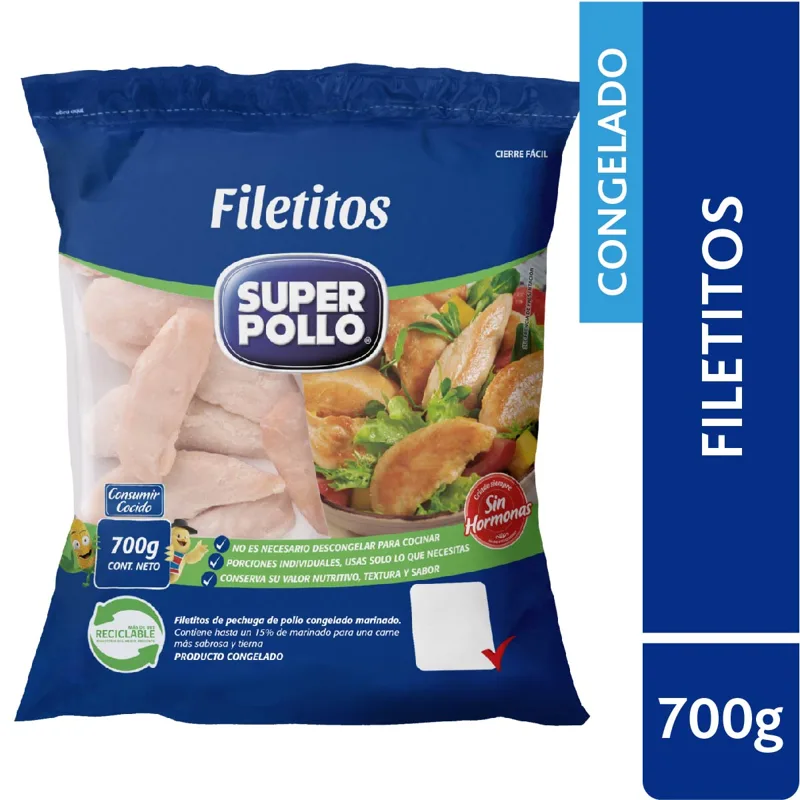 Bolsa de filetitos de pollo congelados de 700 g