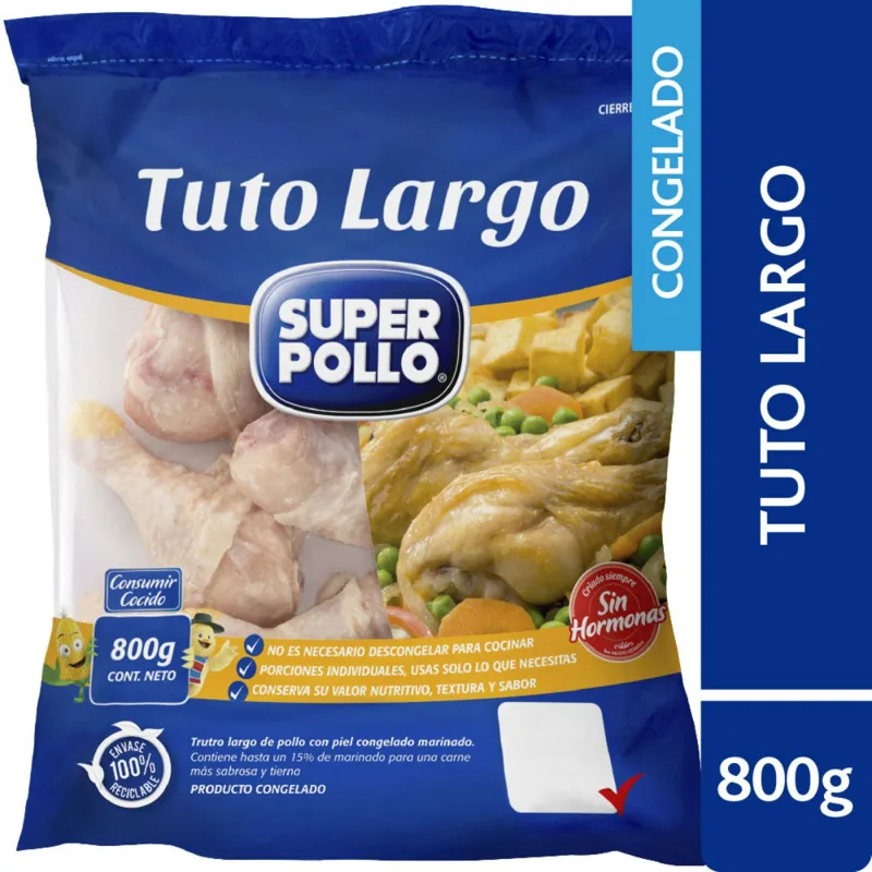Bolsa de tuto largo de pollo Super Pollo de 800 g