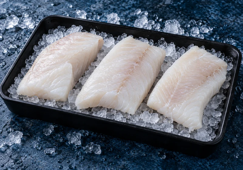 Imagen referencial de filetes de reineta nacional sobre hielo